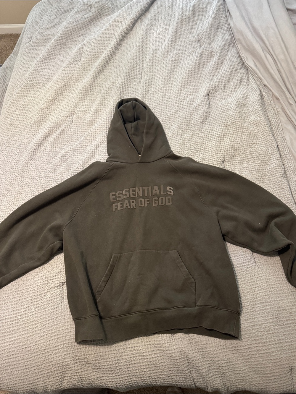 Essentials Fear of God Crewneck Hoodie in Olive Green